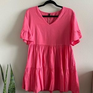 Bright pink flowy mini dress